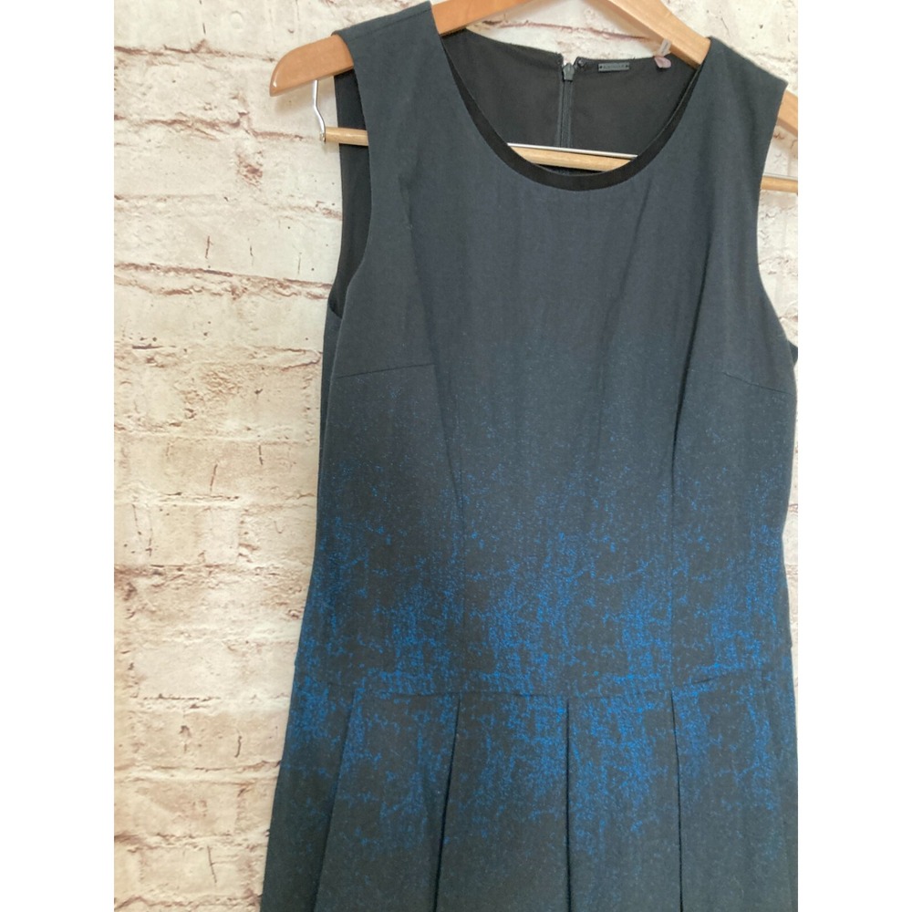 Elie Tahari Lamb Suede Dress Womens 8 Midi A Line Black Blue Ombre Puff - Picture 8 of 16